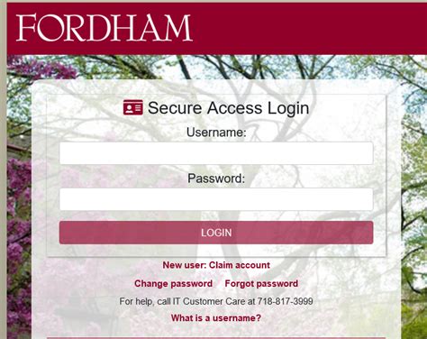 fordham admission portal login